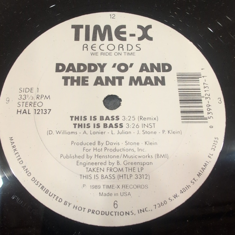 Daddy 'O' and The Ant Man This Is Bass 12" Vinyl Single 1989 Time-X HAL 12137 - Picture 3 of 5